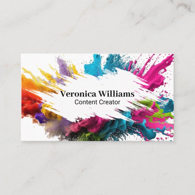 White Brush Stroke | Colourful Powder Business Card (Front)