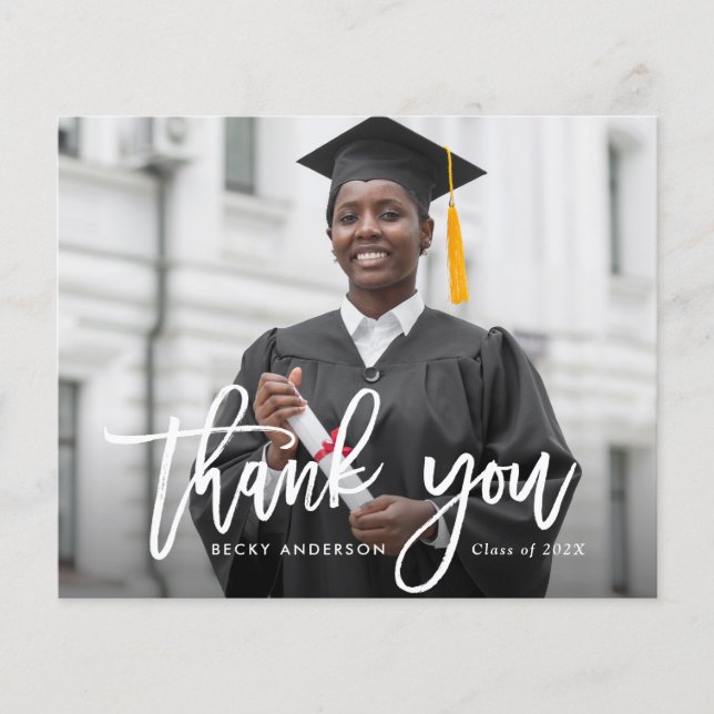 white brush thank you graduation card  (Front)