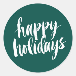 White Brush Type Happy Holidays Envelope Seal