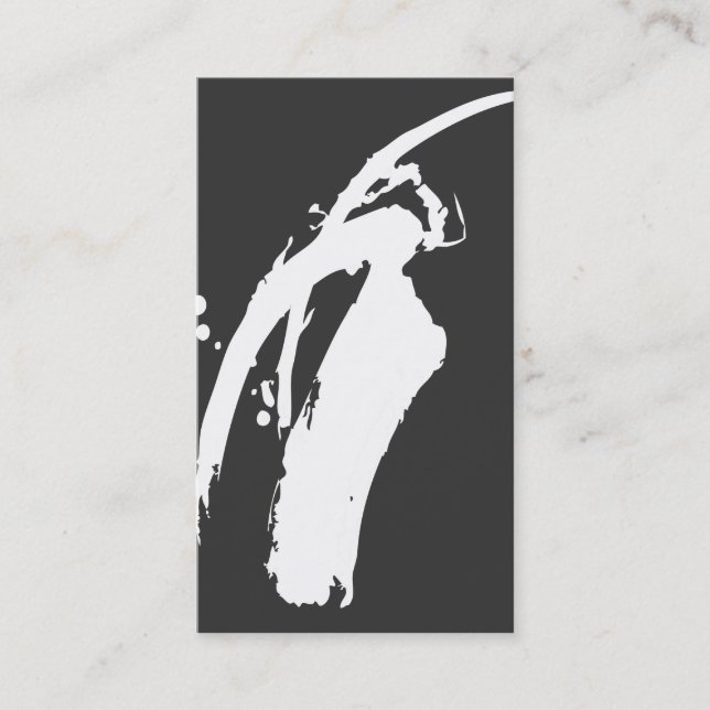 WHITE BRUSHSTROKE on DK GRAY Business Card (Front)