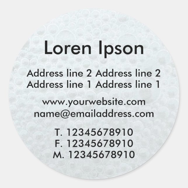 White Bubbles Business / Profile Classic Round Sticker (Front)