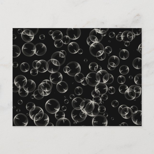 White Bubbles in Black Postcard (Front)