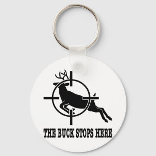 White Buck Stops Here Deer Scope Key Ring
