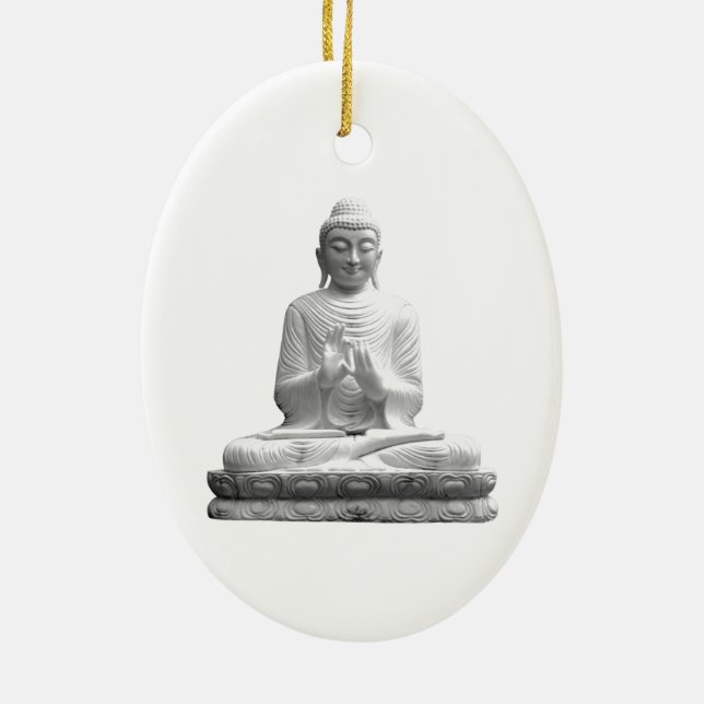 White Buddha Statue Ceramic Tree Decoration (Back)