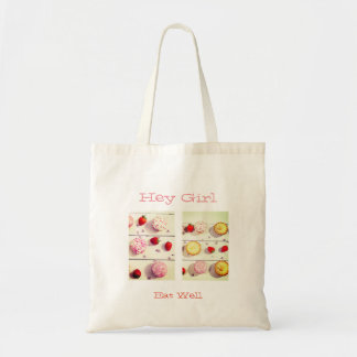 White Budget Tote bag with sweet pies/cupcakes