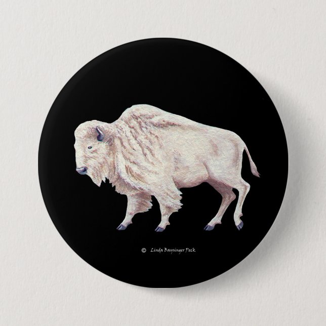 White Buffalo 7.5 Cm Round Badge (Front)