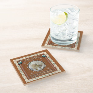 White Buffalo Abundance Energy Glass Coaster