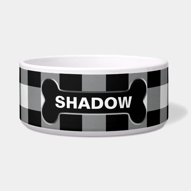 White Buffalo Check Dog Bone Rustic Custom Name (Front)