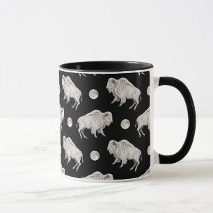 White Buffalo Full Moon Black Repeating Mug