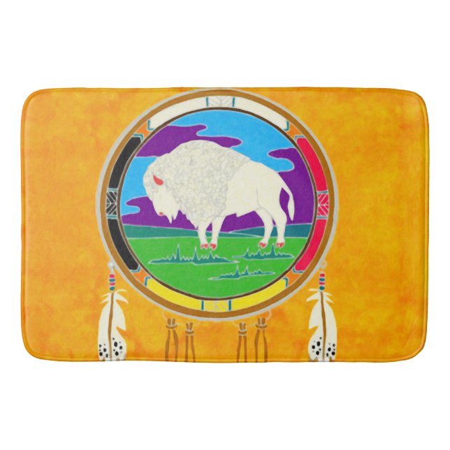White Buffalo Native American Bath Mat (Front)