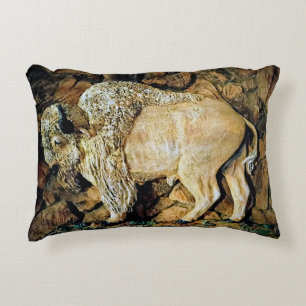 "White Buffalo" original art Accent Pillow