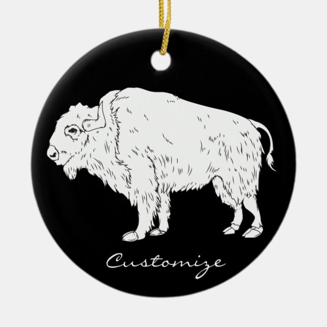 White Buffalo Thunder_Cove Ceramic Tree Decoration (Front)