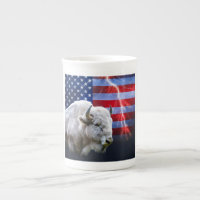 White Buffalo With An American Flag And Lightning