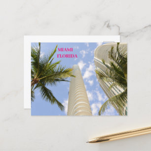 White buildings palm trees  Miami Florida travel  Postcard