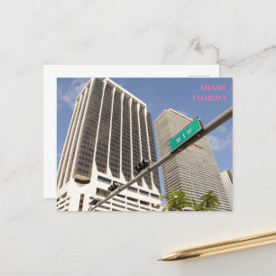 White buildings palm trees Miami Florida travel  Postcard