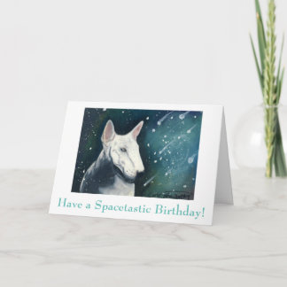 White Bull Terrier Birthday Card