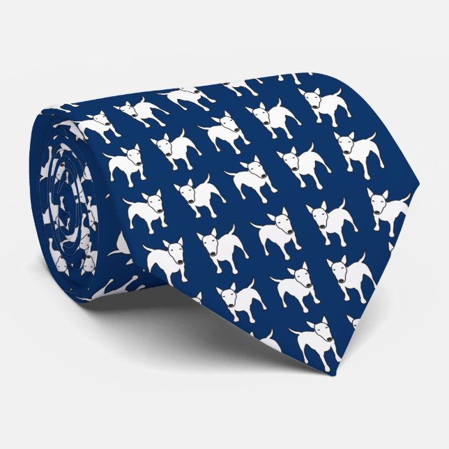 White Bull Terrier Dog Puppy Dad Breed Gift Tie (Rolled)