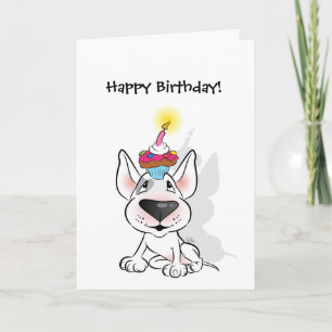 White Bull Terrier Happy Birthday Greeting Card