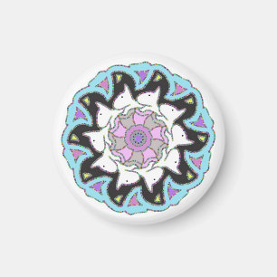 White Bull Terrier Pink/Blue Symmetrical Design Magnet
