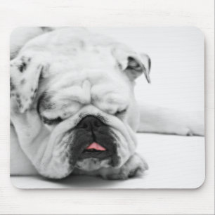 White Bulldog Love Mouse Mat