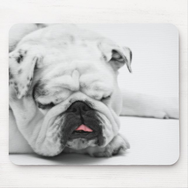 White Bulldog Love Mouse Mat (Front)