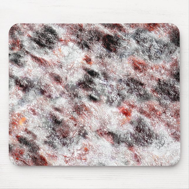 White bumpy spongy texture mix in black red stains mouse mat (Front)
