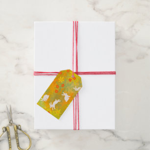 White bunnies on a meadow gift tags