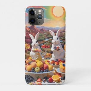 White Bunnies with Fruit Landscape iPhone 11 Pro Case