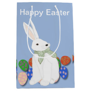 White Bunny and Eggs Medium Gift Bag