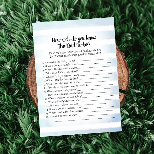 White Bunny Blue Who Knows Dad Best Shower Game Invitation (Creator Uploaded)