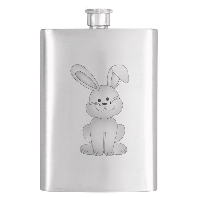 White bunny clipart hip flask (Front)