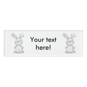 White bunny clipart name tag