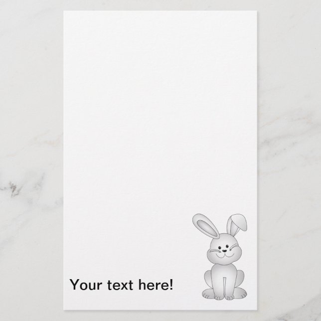 White bunny clipart stationery (Front)