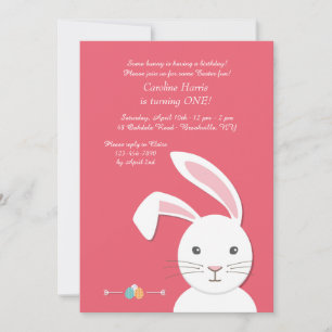 White Bunny Easter Birthday Invitation
