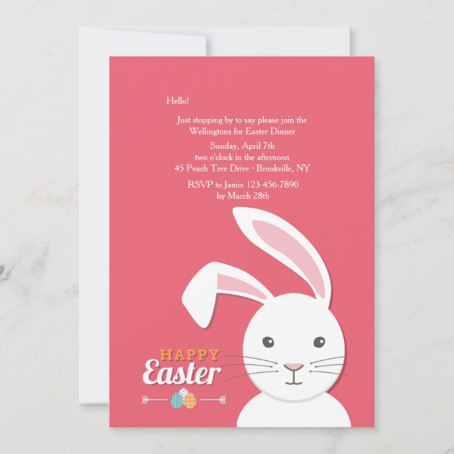 White Bunny Easter Invitation (Front)