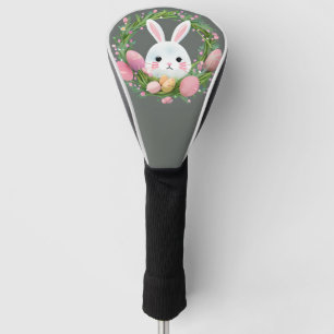 White Bunny Easter Wreath Golf Head Cover