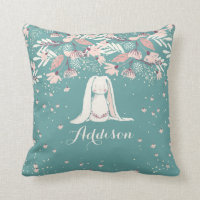 White Bunny & Flowers | Custom Name