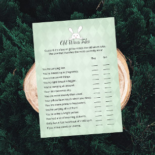 White Bunny Green Argyle Old Wives Tales Game Invitation