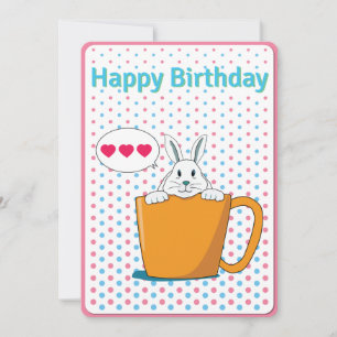 White bunny Happy Birthday card