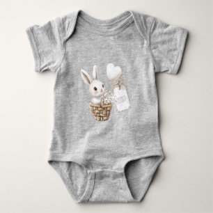 White Bunny Hearts in a Basket Baby Shower XOXO Bodysuit