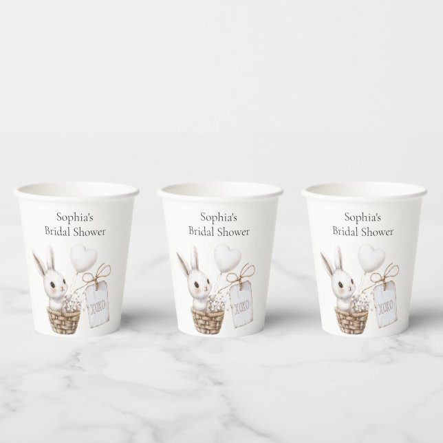 White Bunny Hearts in a Basket Baby Shower XOXO Paper Cups (Multi)
