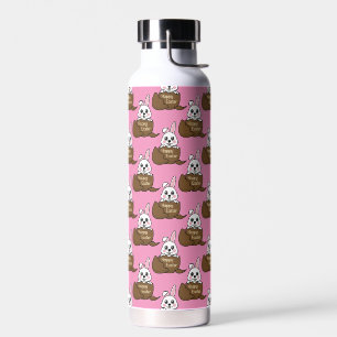 White Bunny in Chocolate Egg Happy Easter Pattern Water Bottle