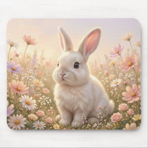 White Bunny Mouse Mat