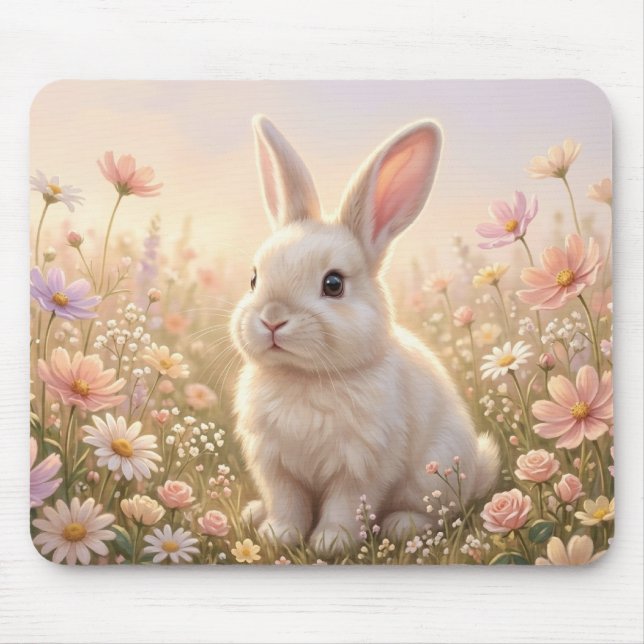 White Bunny Mouse Mat (Front)