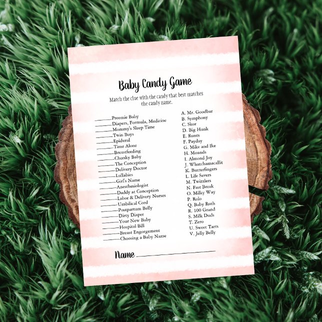 White Bunny Pink Baby Candy Baby Shower Game Invitation (Creator Uploaded)