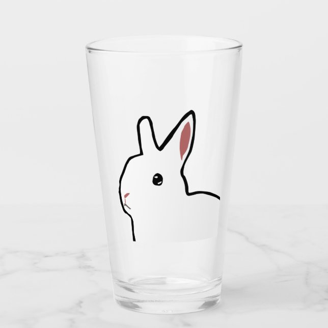 White Bunny Rabbit - Glass Tumbler (Front)