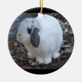 White Bunny Rabbit Happy Easter Ceramic Tree Decoration