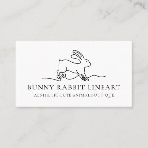 White Bunny Rabbit Line Art Baby Animal Business Card