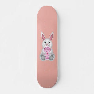 White bunny with Easter eggs Skateboard