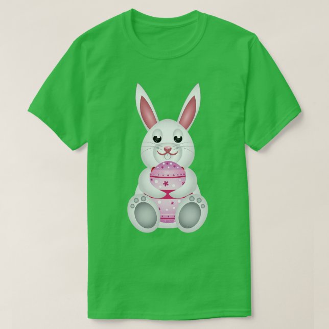 White bunny with pink Easter egg  T-Shirt (Design Front)